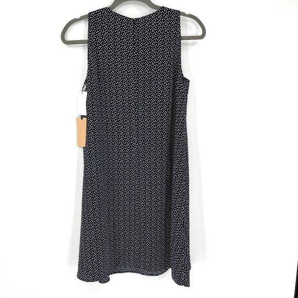 Halogen Navy White Polka Dot Sleeveless Shift Mini Dress NWT Women XS - Picture 3 of 7